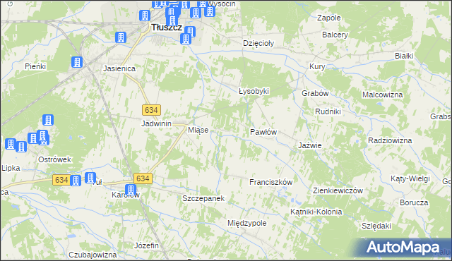 mapa Stasinów gmina Tłuszcz, Stasinów gmina Tłuszcz na mapie Targeo