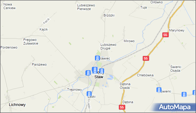 mapa Stawiec gmina Nowy Staw, Stawiec gmina Nowy Staw na mapie Targeo