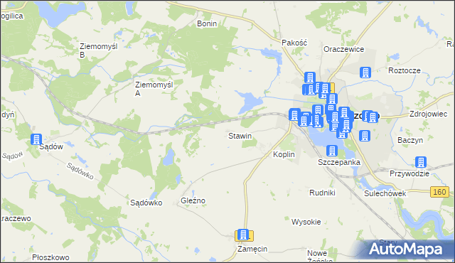 mapa Stawin, Stawin na mapie Targeo