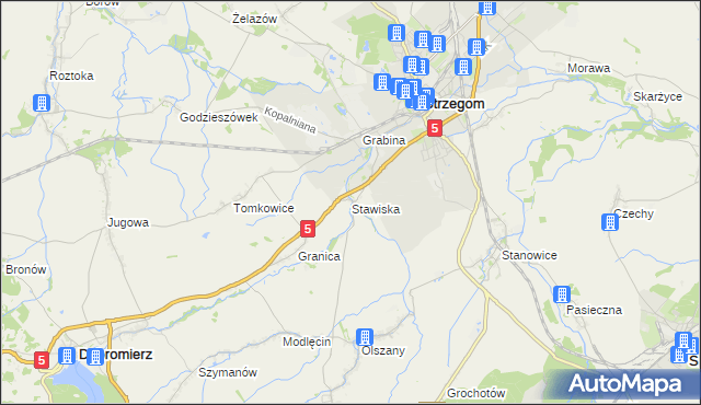 mapa Stawiska gmina Strzegom, Stawiska gmina Strzegom na mapie Targeo