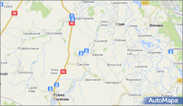 mapa Steblów gmina Cisek, Steblów gmina Cisek na mapie Targeo