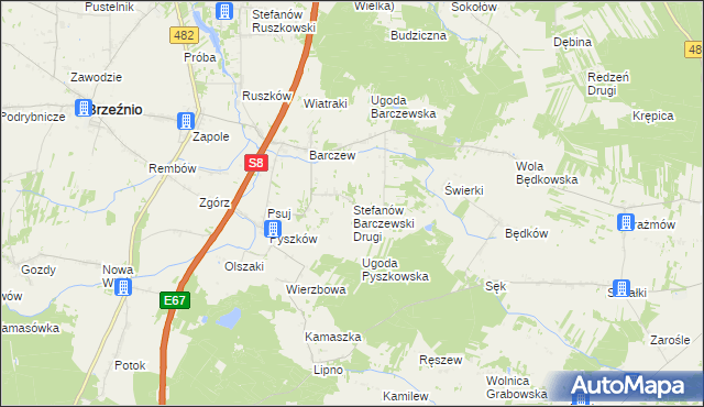 mapa Stefanów Barczewski Drugi, Stefanów Barczewski Drugi na mapie Targeo