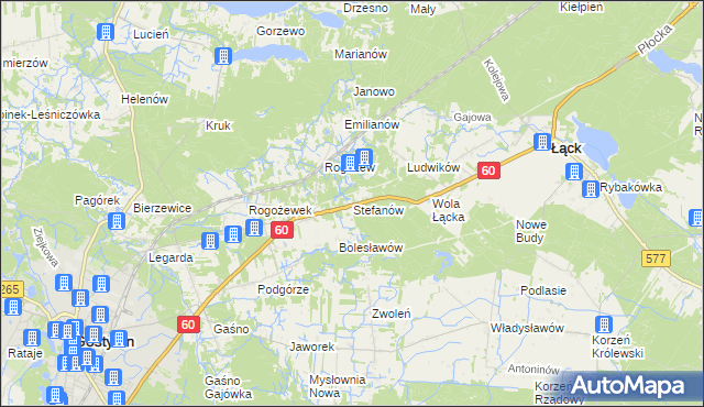 mapa Stefanów gmina Gostynin, Stefanów gmina Gostynin na mapie Targeo