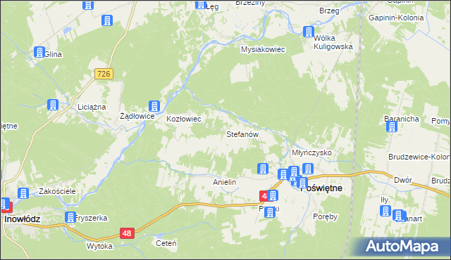 mapa Stefanów gmina Poświętne, Stefanów gmina Poświętne na mapie Targeo