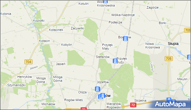 mapa Stefanów gmina Rogów, Stefanów gmina Rogów na mapie Targeo