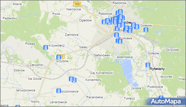 mapa Stefanówek, Stefanówek na mapie Targeo