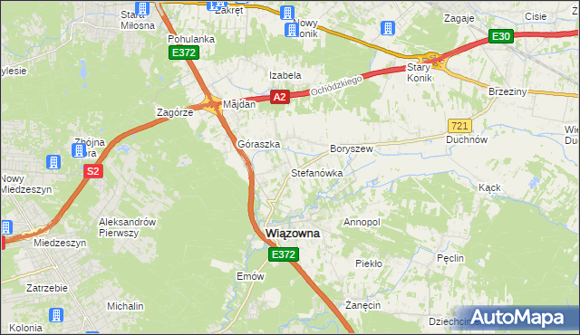 mapa Stefanówka gmina Wiązowna, Stefanówka gmina Wiązowna na mapie Targeo