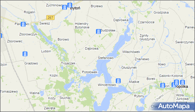 mapa Stefanowo gmina Bytoń, Stefanowo gmina Bytoń na mapie Targeo