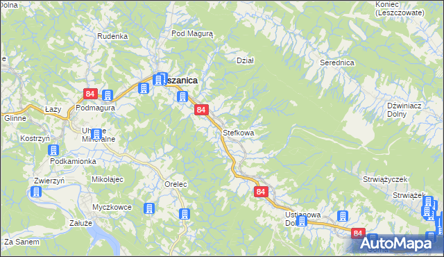 mapa Stefkowa, Stefkowa na mapie Targeo
