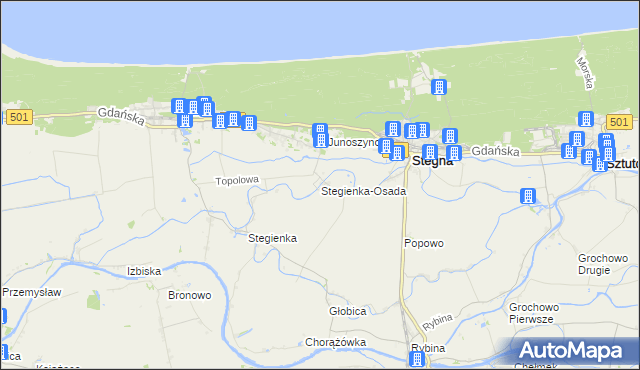 mapa Stegienka-Osada, Stegienka-Osada na mapie Targeo