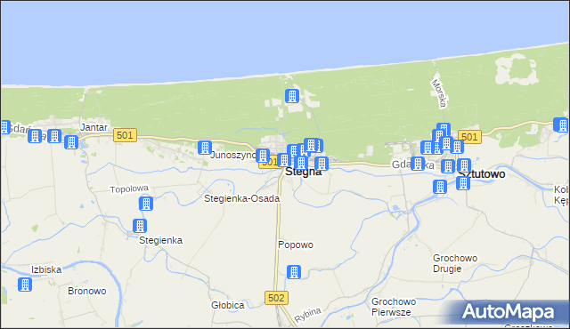 mapa Stegna powiat nowodworski, Stegna powiat nowodworski na mapie Targeo