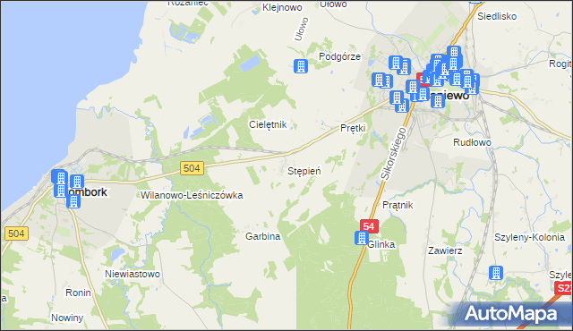 mapa Stępień, Stępień na mapie Targeo