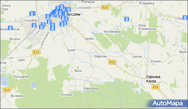 mapa Stępków, Stępków na mapie Targeo