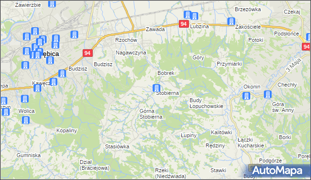 mapa Stobierna gmina Dębica, Stobierna gmina Dębica na mapie Targeo