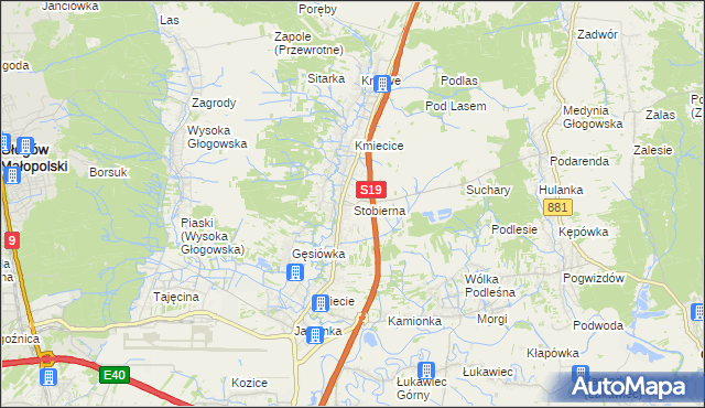 mapa Stobierna gmina Trzebownisko, Stobierna gmina Trzebownisko na mapie Targeo