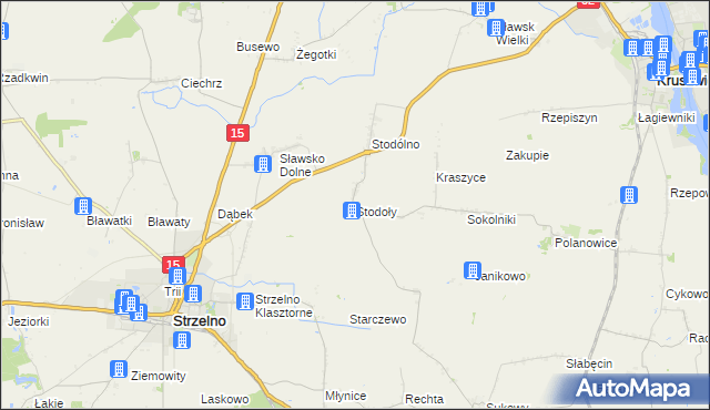 mapa Stodoły gmina Strzelno, Stodoły gmina Strzelno na mapie Targeo