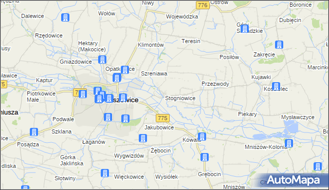 mapa Stogniowice, Stogniowice na mapie Targeo