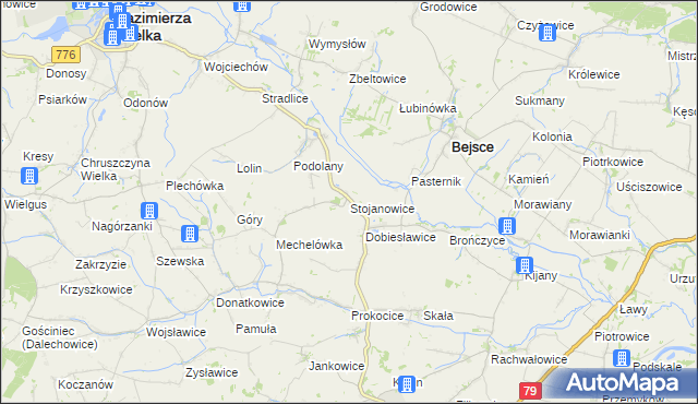 mapa Stojanowice, Stojanowice na mapie Targeo