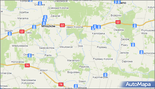 mapa Stok gmina Mniszków, Stok gmina Mniszków na mapie Targeo