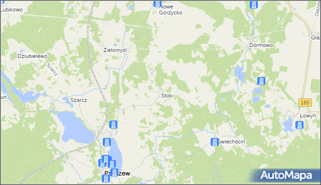 mapa Stoki gmina Pszczew, Stoki gmina Pszczew na mapie Targeo