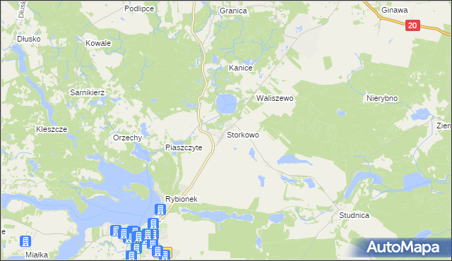 mapa Storkowo gmina Ińsko, Storkowo gmina Ińsko na mapie Targeo