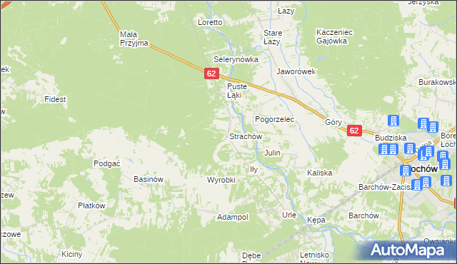 mapa Strachów gmina Jadów, Strachów gmina Jadów na mapie Targeo