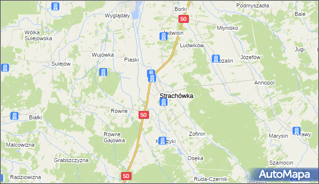 mapa Strachówka, Strachówka na mapie Targeo