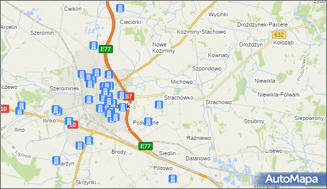 mapa Strachówko, Strachówko na mapie Targeo