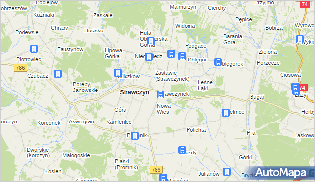 mapa Strawczynek, Strawczynek na mapie Targeo