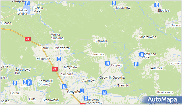 mapa Strażnica gmina Smyków, Strażnica gmina Smyków na mapie Targeo