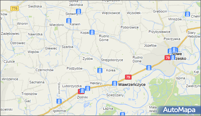 mapa Stręgoborzyce, Stręgoborzyce na mapie Targeo