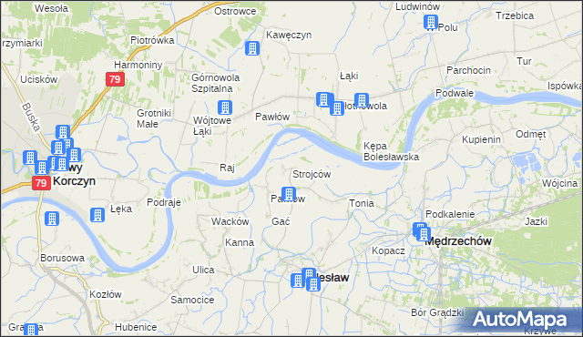 mapa Strojców, Strojców na mapie Targeo