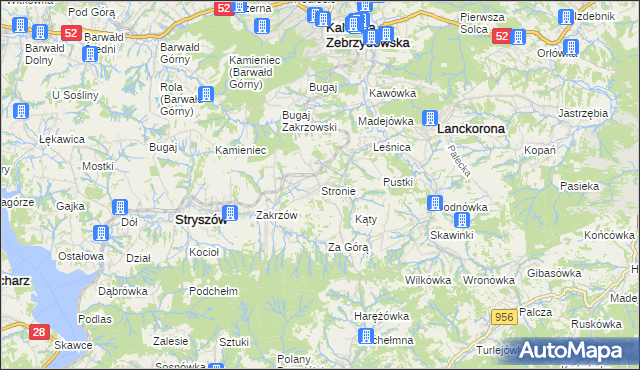 mapa Stronie gmina Stryszów, Stronie gmina Stryszów na mapie Targeo