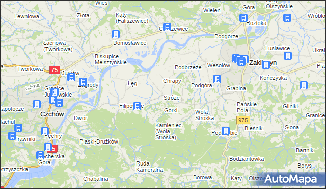 mapa Stróże gmina Zakliczyn, Stróże gmina Zakliczyn na mapie Targeo
