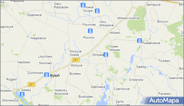 mapa Stróżewo gmina Bytoń, Stróżewo gmina Bytoń na mapie Targeo