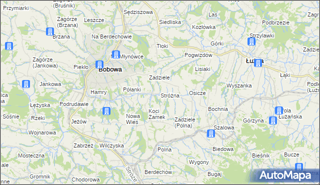 mapa Stróżna, Stróżna na mapie Targeo