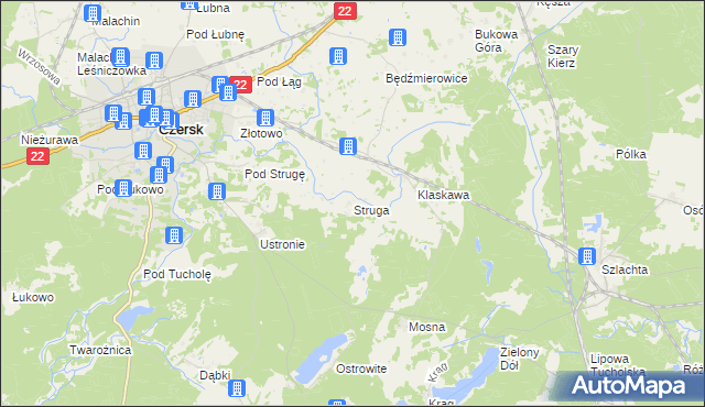 mapa Struga gmina Czersk, Struga gmina Czersk na mapie Targeo