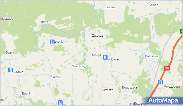 mapa Struga gmina Nowogard, Struga gmina Nowogard na mapie Targeo