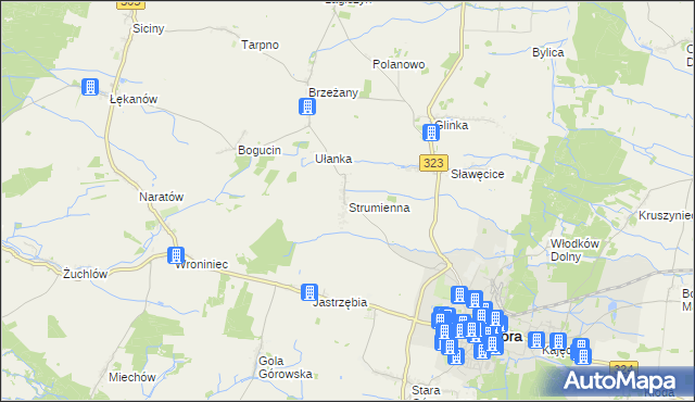 mapa Strumienna, Strumienna na mapie Targeo