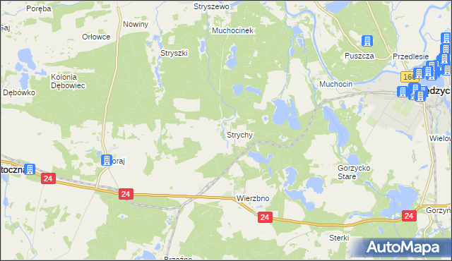 mapa Strychy, Strychy na mapie Targeo