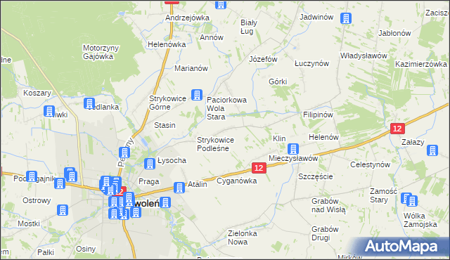 mapa Strykowice Błotne, Strykowice Błotne na mapie Targeo