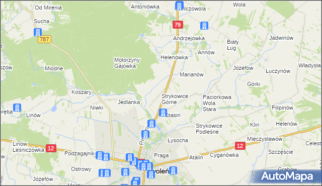 mapa Strykowice Górne, Strykowice Górne na mapie Targeo