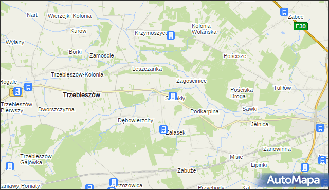 mapa Strzakły, Strzakły na mapie Targeo