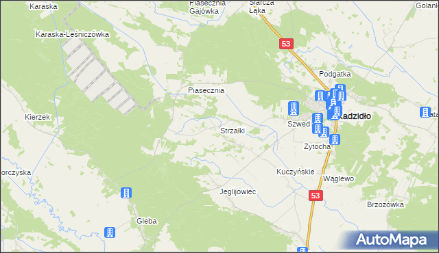 mapa Strzałki gmina Kadzidło, Strzałki gmina Kadzidło na mapie Targeo