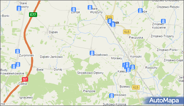 mapa Strzałkowo gmina Stupsk, Strzałkowo gmina Stupsk na mapie Targeo