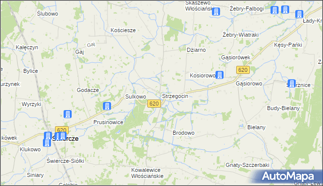 mapa Strzegocin gmina Świercze, Strzegocin gmina Świercze na mapie Targeo
