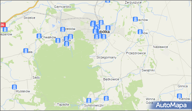 mapa Strzegomiany, Strzegomiany na mapie Targeo