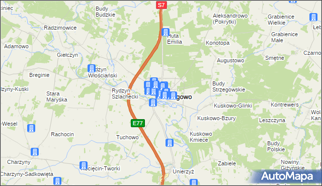 mapa Strzegowo powiat mławski, Strzegowo powiat mławski na mapie Targeo