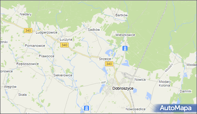 mapa Strzelce gmina Dobroszyce, Strzelce gmina Dobroszyce na mapie Targeo