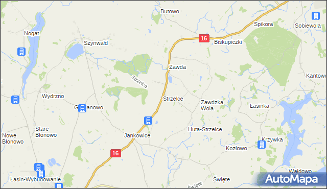 mapa Strzelce gmina Łasin, Strzelce gmina Łasin na mapie Targeo
